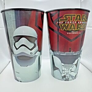 x2 Star‎ Wars The Force Awakens Cinema Cup 2015 Lucas Film Berry Plastics 7.5"